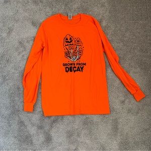NWOT NYAB GROWN FROM DECAY HALLOWEEN MUSHROOM LONGSLEEVE TEE ORANGE